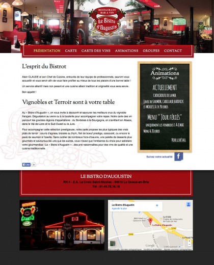 Site bistro-daugustin.com, developpement, web