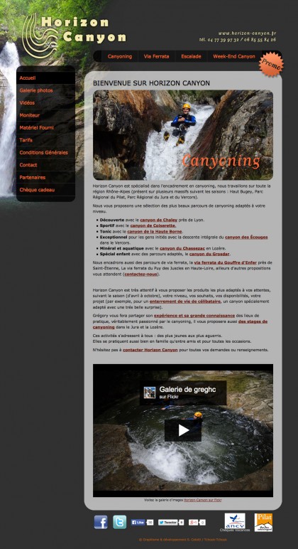 Site web horizon-canyon.fr, graphisme, developpement, web