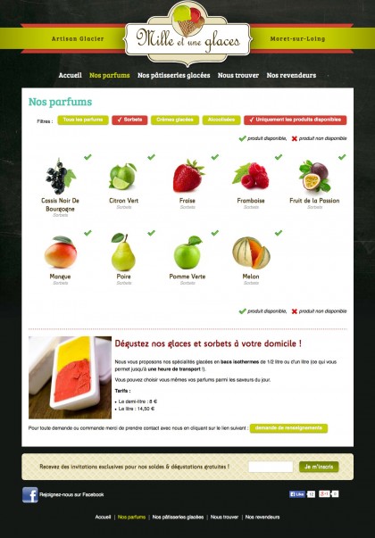 Site 1001glaces.fr , developpement, web