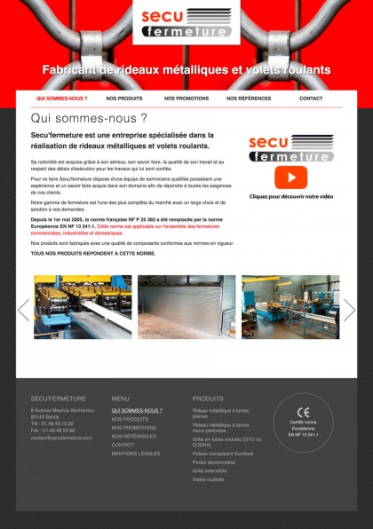 Site web Sécu'Fermeture, developpement, web