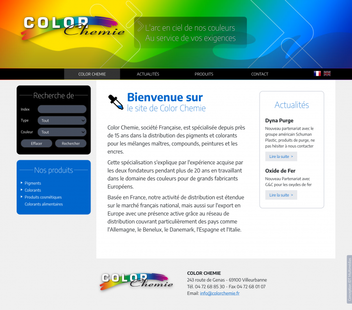 Site colorchemie.fr, developpement, web